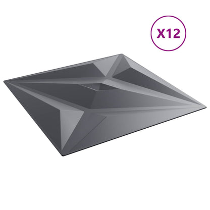 Wall Panels Star 12 pcs Star Grey 50 x 50 cm XPS Foam