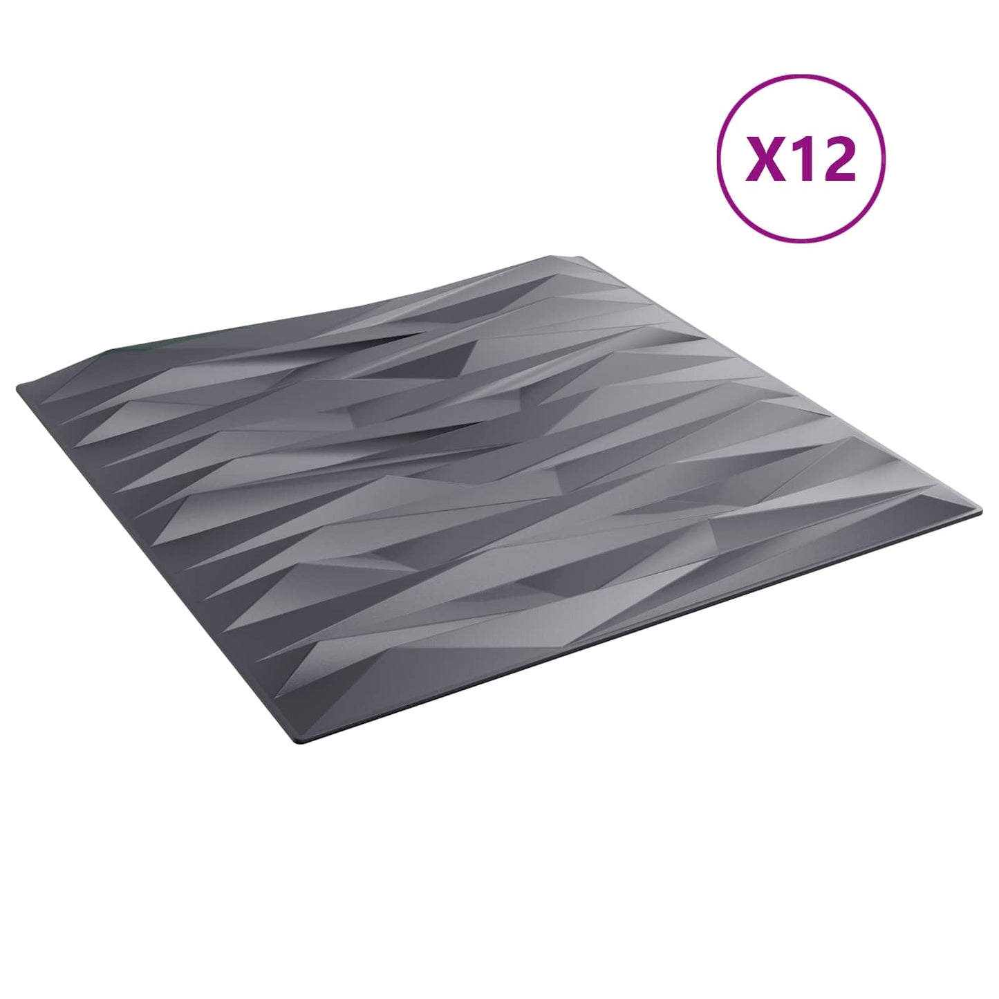 Wall Panels 12 pcs Stone Grey 50 x 50 cm XPS Foam