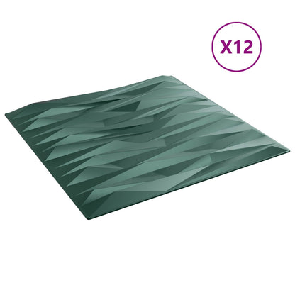 Wall Panels 12 pcs Stone Green 50 x 50 cm XPS Foam