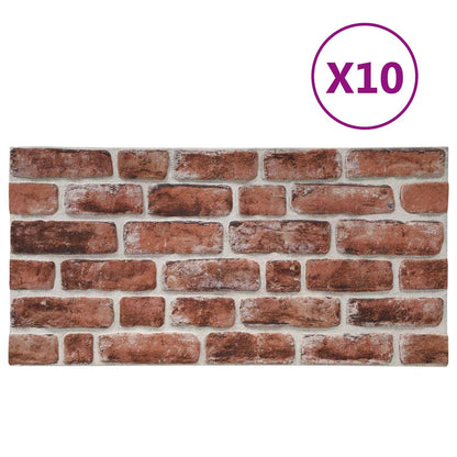 Wall Panels 10 pcs Dark Brown and White 100 x 50 cm EPS Foam