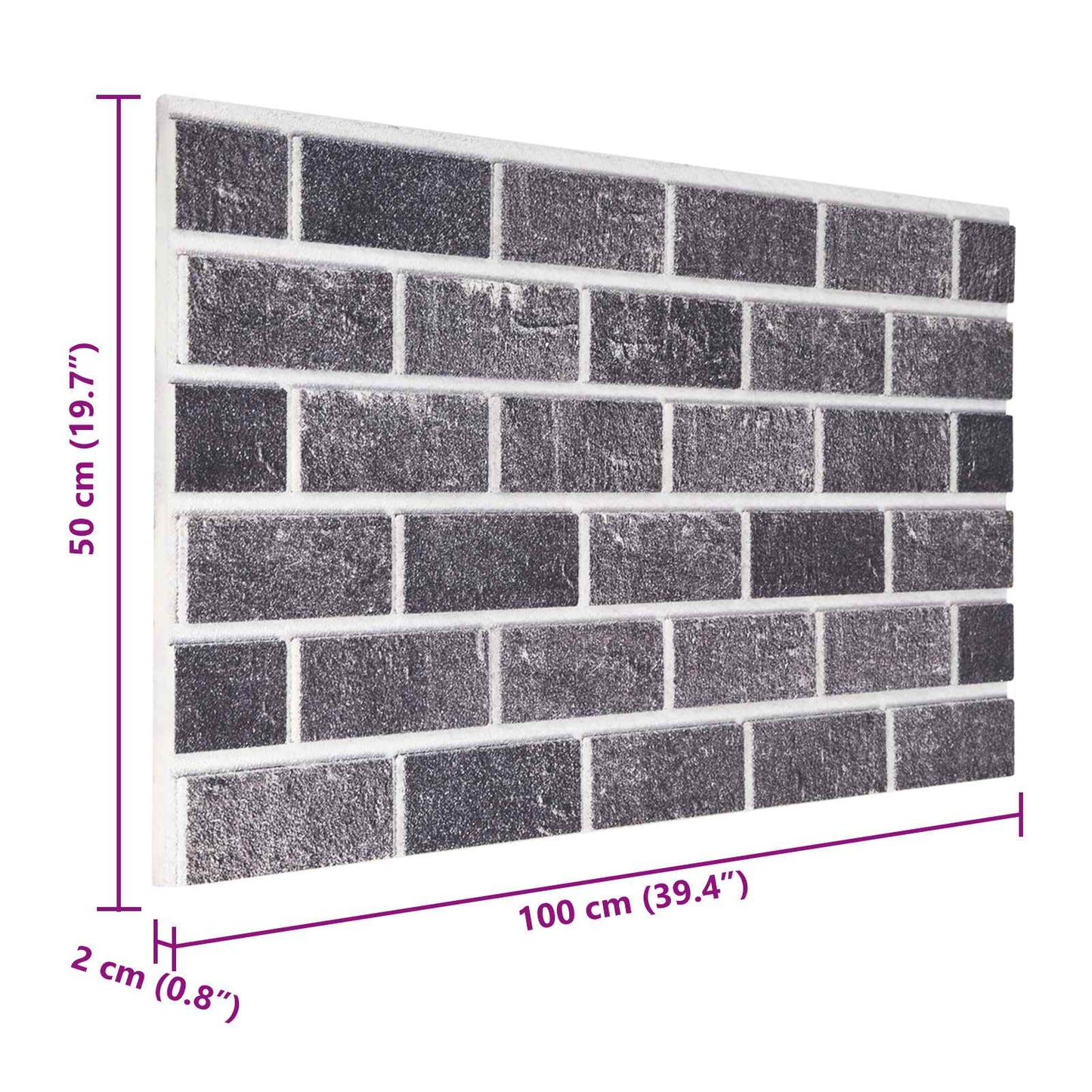 Wall Panels 10 pcs Black and Grey 100 x 50 cm EPS Foam