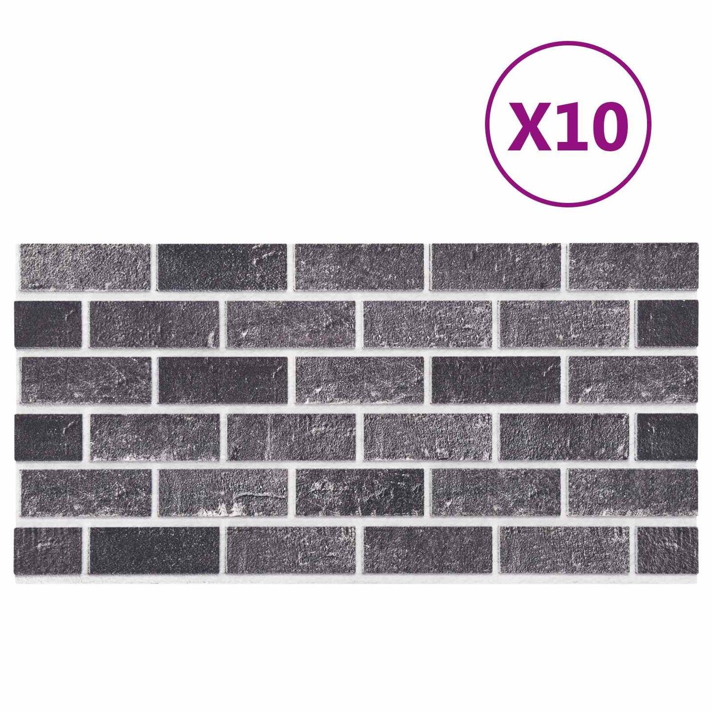 Wall Panels 10 pcs Black and Grey 100 x 50 cm EPS Foam