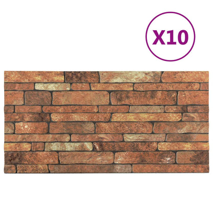 Wall Panels 10 pcs Brown and White 100 x 50 cm EPS Foam