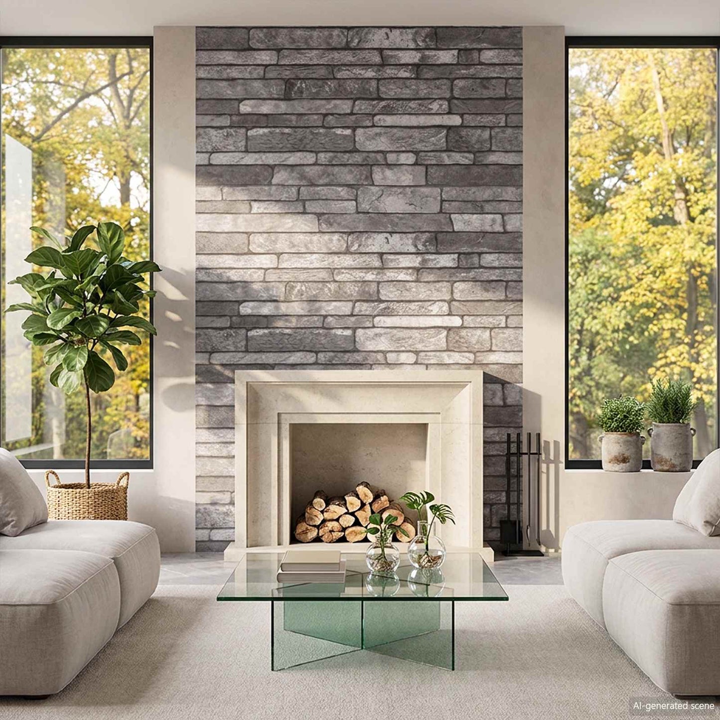 Wall Panels 10 pcs 100 x 50 cm Dark Grey EPS Foam