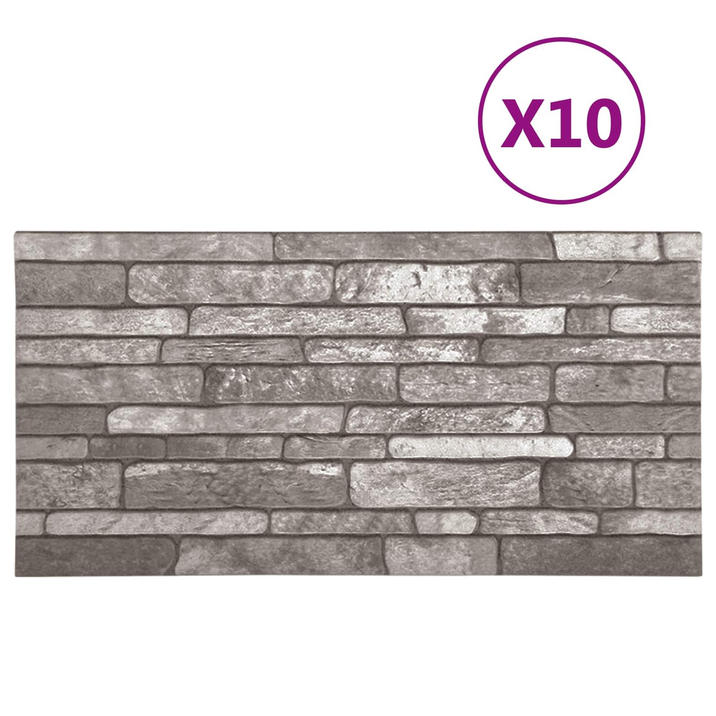 Wall Panels 10 pcs Dark Grey 100 x 50 cm EPS Foam