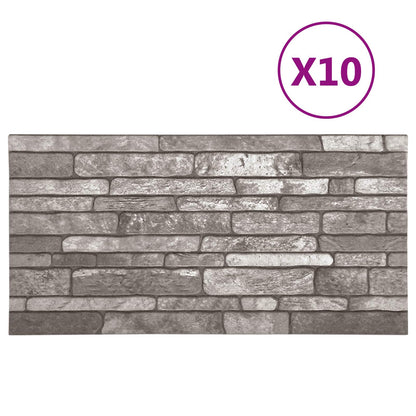 Wall Panels 10 pcs Dark Grey 100 x 50 cm EPS Foam