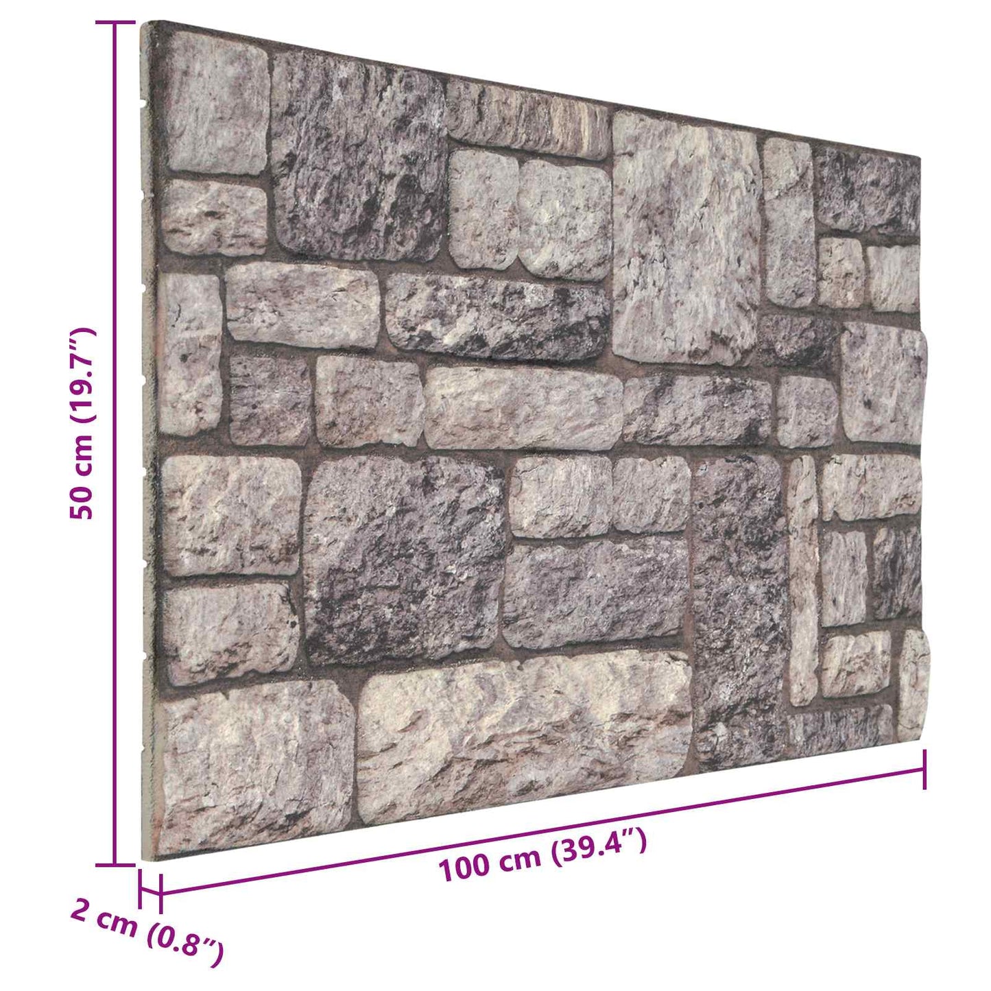 Wall Panels 10 pcs Grey and White 100 x 50 cm EPS Foam