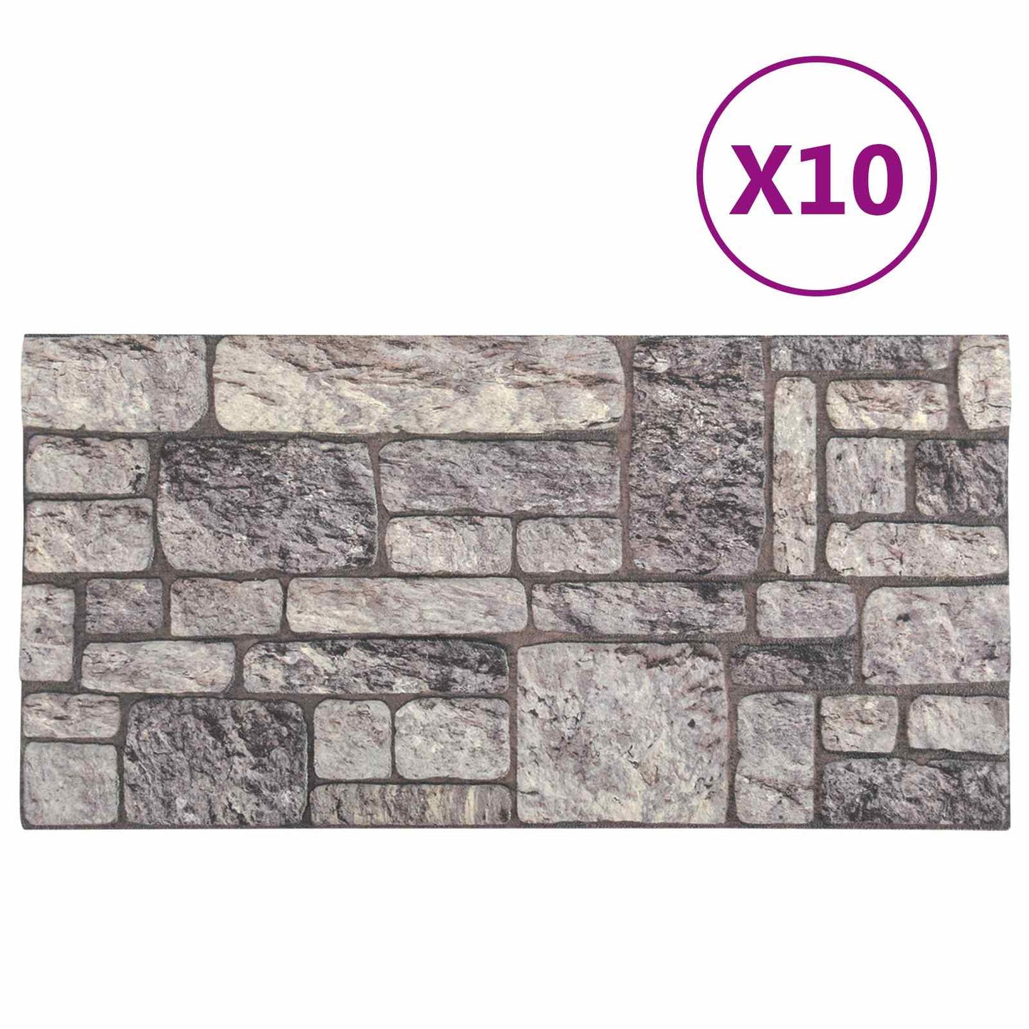 Wall Panels 10 pcs Grey and White 100 x 50 cm EPS Foam