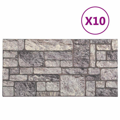 Wall Panels 10 pcs Grey and White 100 x 50 cm EPS Foam