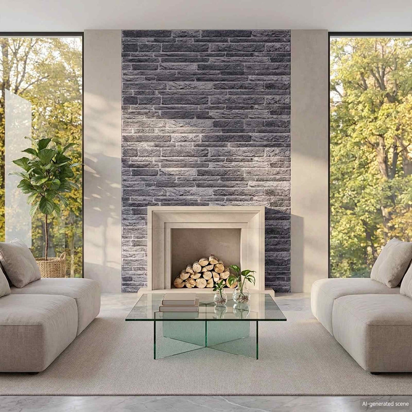 Wall Panels 10 pcs 100 x 50 cm Anthracite EPS Foam