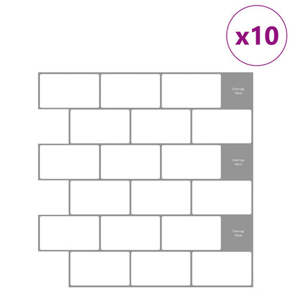 Subway Tile 10 pcs White Grey 30 x 30 cm Polyurethane and PET