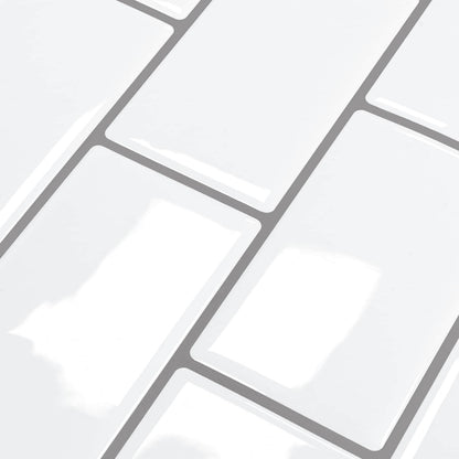 Subway Tile 20 pcs White Grey 30 x 30 cm Polyurethane and PET