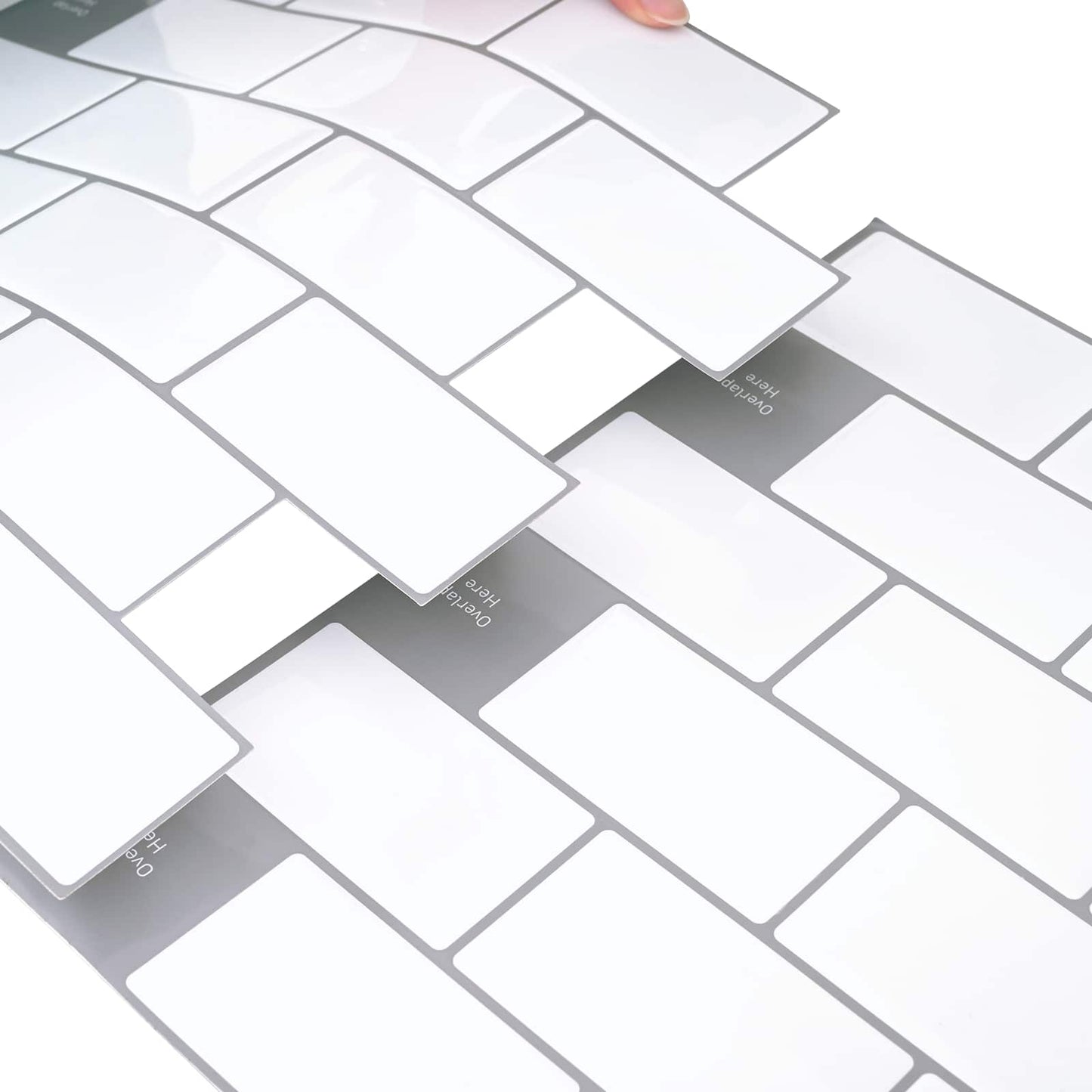 Subway Tile 50 pcs White Grey 30 x 30 cm Polyurethane and PET