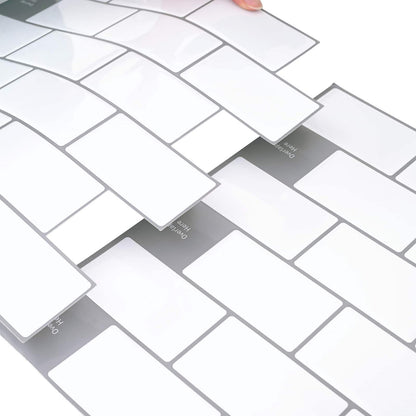 Subway Tile 50 pcs White Grey 30 x 30 cm Polyurethane and PET