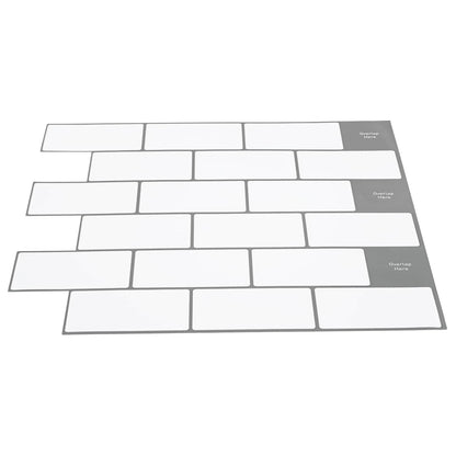 Subway Tile 50 pcs White Grey 30 x 30 cm Polyurethane and PET