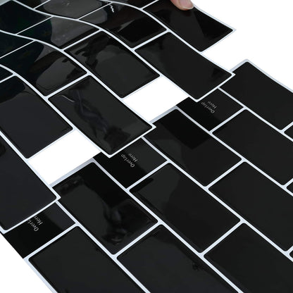 Subway Tile 20 pcs Black 30 x 30 cm Polyurethane and PET