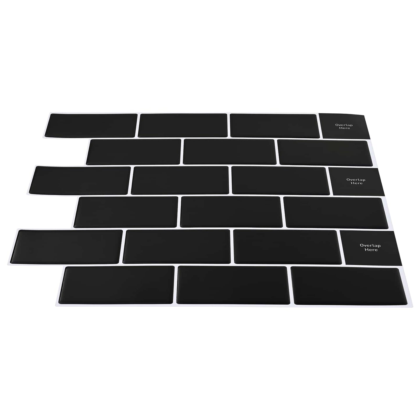 Subway Tile 20 pcs Black 30 x 30 cm Polyurethane and PET