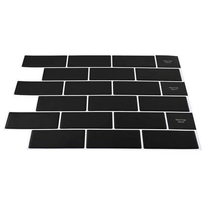 Subway Tile 20 pcs Black 30 x 30 cm Polyurethane and PET
