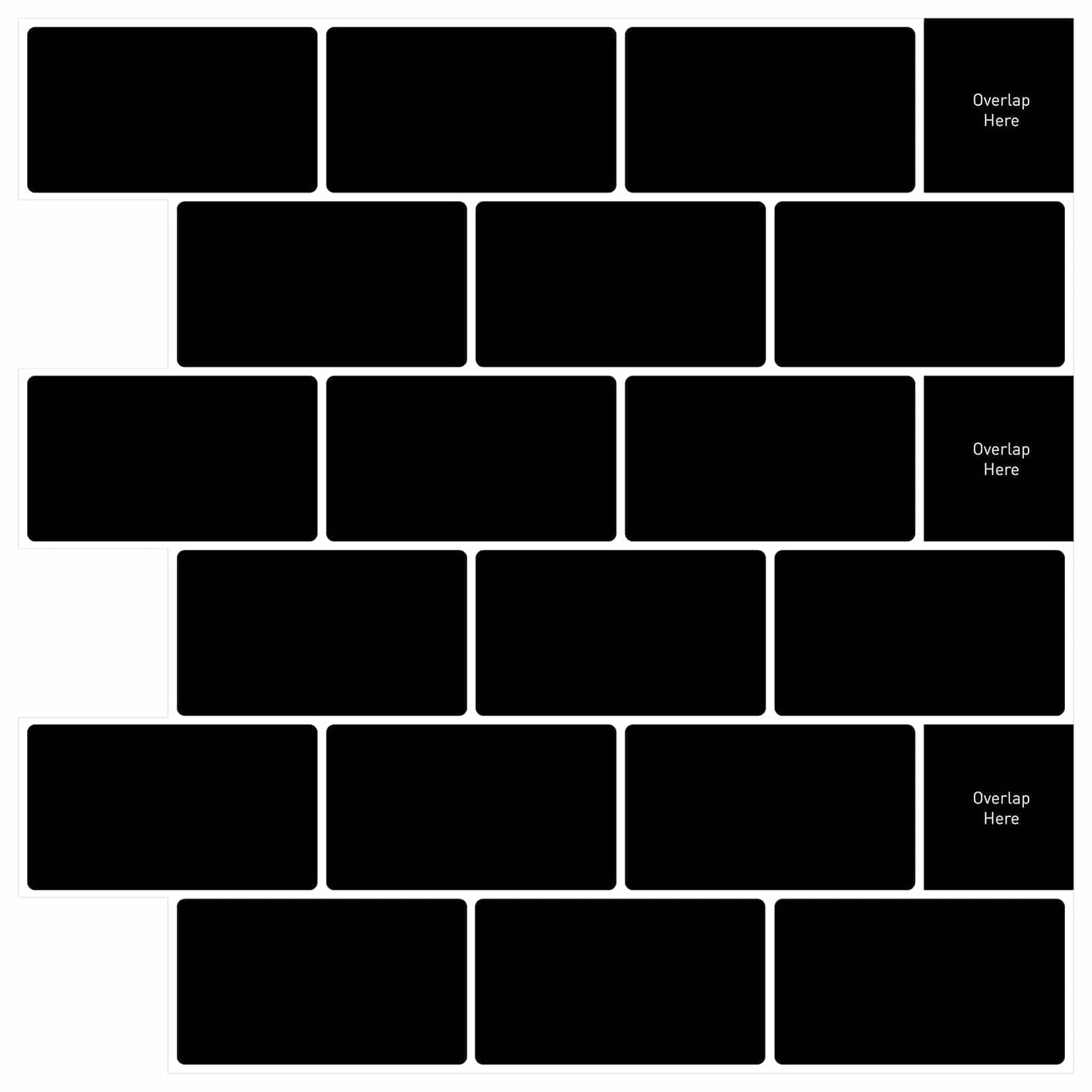 Subway Tile 20 pcs Black 30 x 30 cm Polyurethane and PET