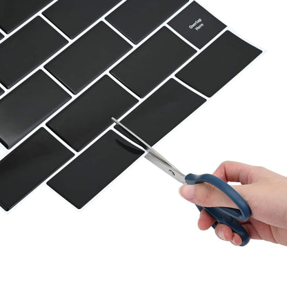 Subway Tile 50 pcs Black 30 x 30 cm Polyurethane and PET