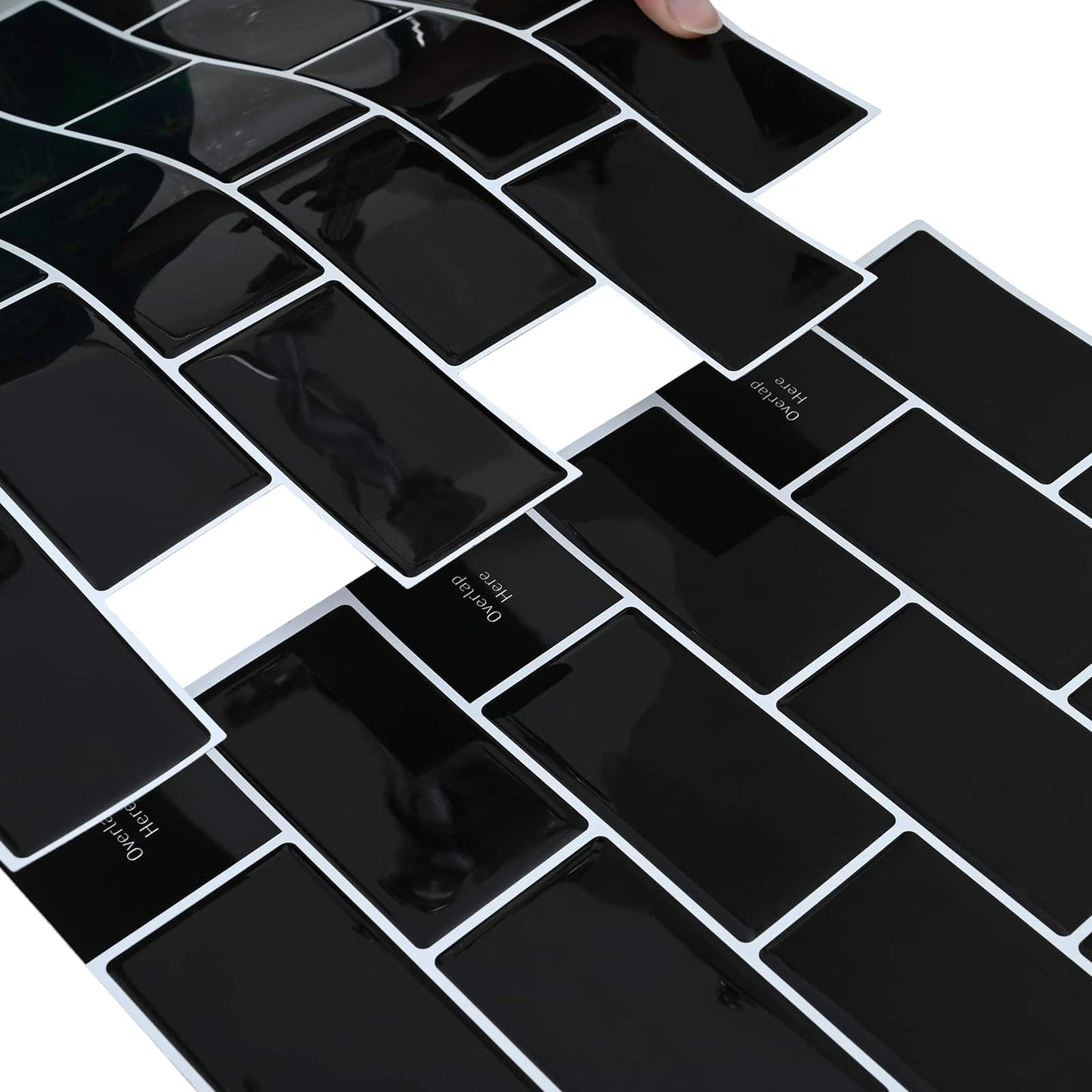 Subway Tile 50 pcs Black 30 x 30 cm Polyurethane and PET