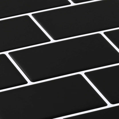 Subway Tile 50 pcs Black 30 x 30 cm Polyurethane and PET