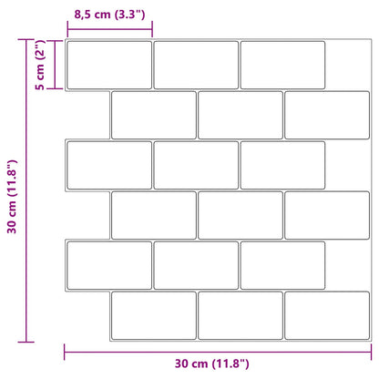 Subway Tile 10 pcs White 30 x 30 cm Polyurethane and PET