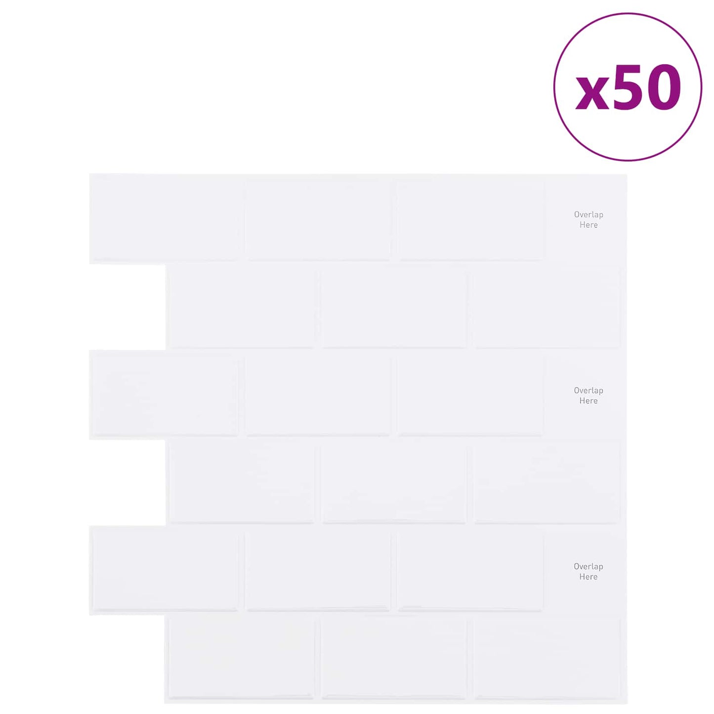 Subway Tile 50 pcs White 30 x 30 cm Polyurethane and PET