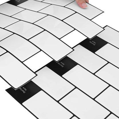 Subway Tile 10 pcs White Black 30 x 30 cm Polyurethane and PET