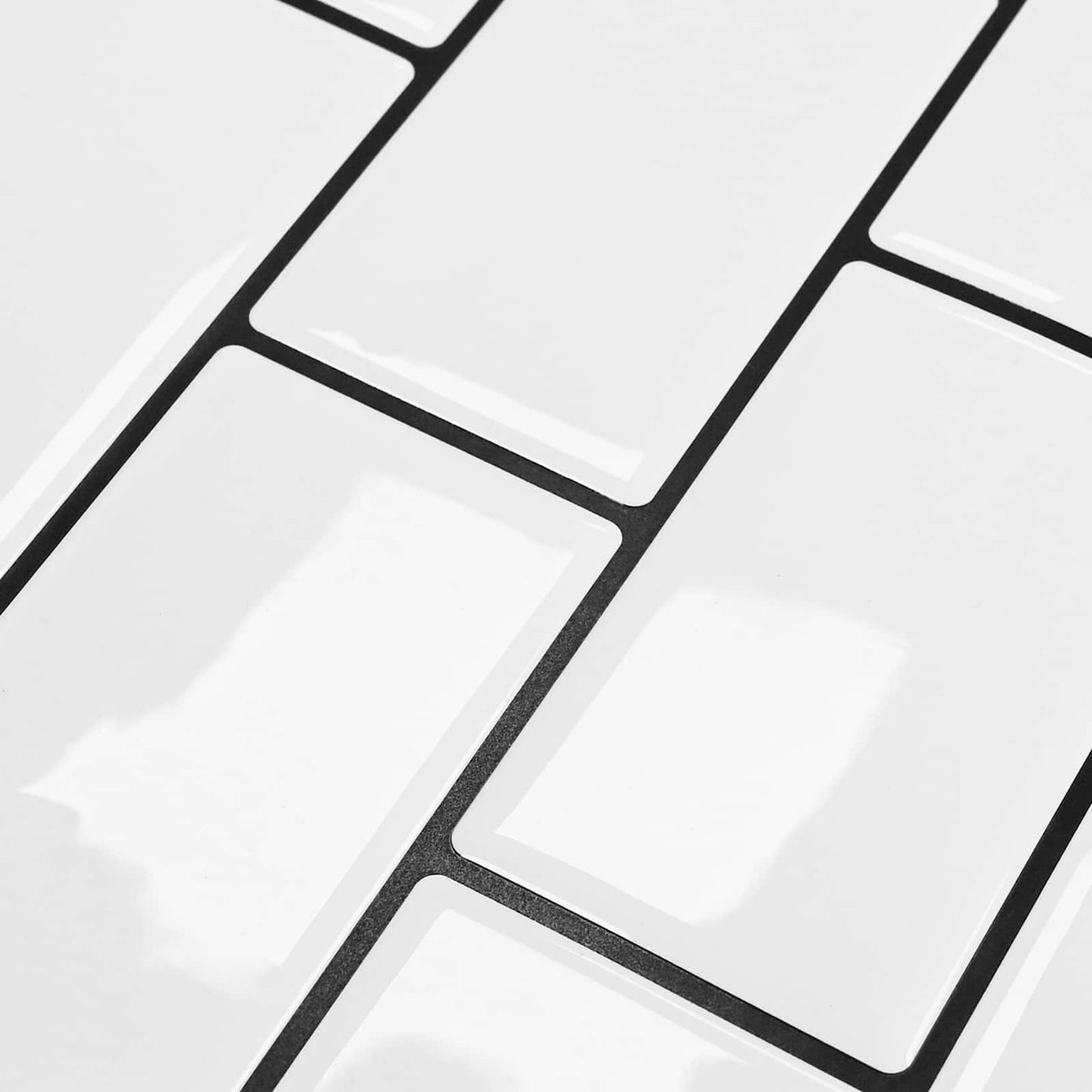 Subway Tile 10 pcs White Black 30 x 30 cm Polyurethane and PET