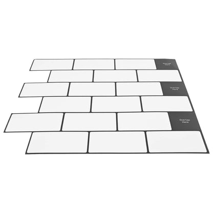 Subway Tile 20 pcs White Black 30 x 30 cm Polyurethane and PET