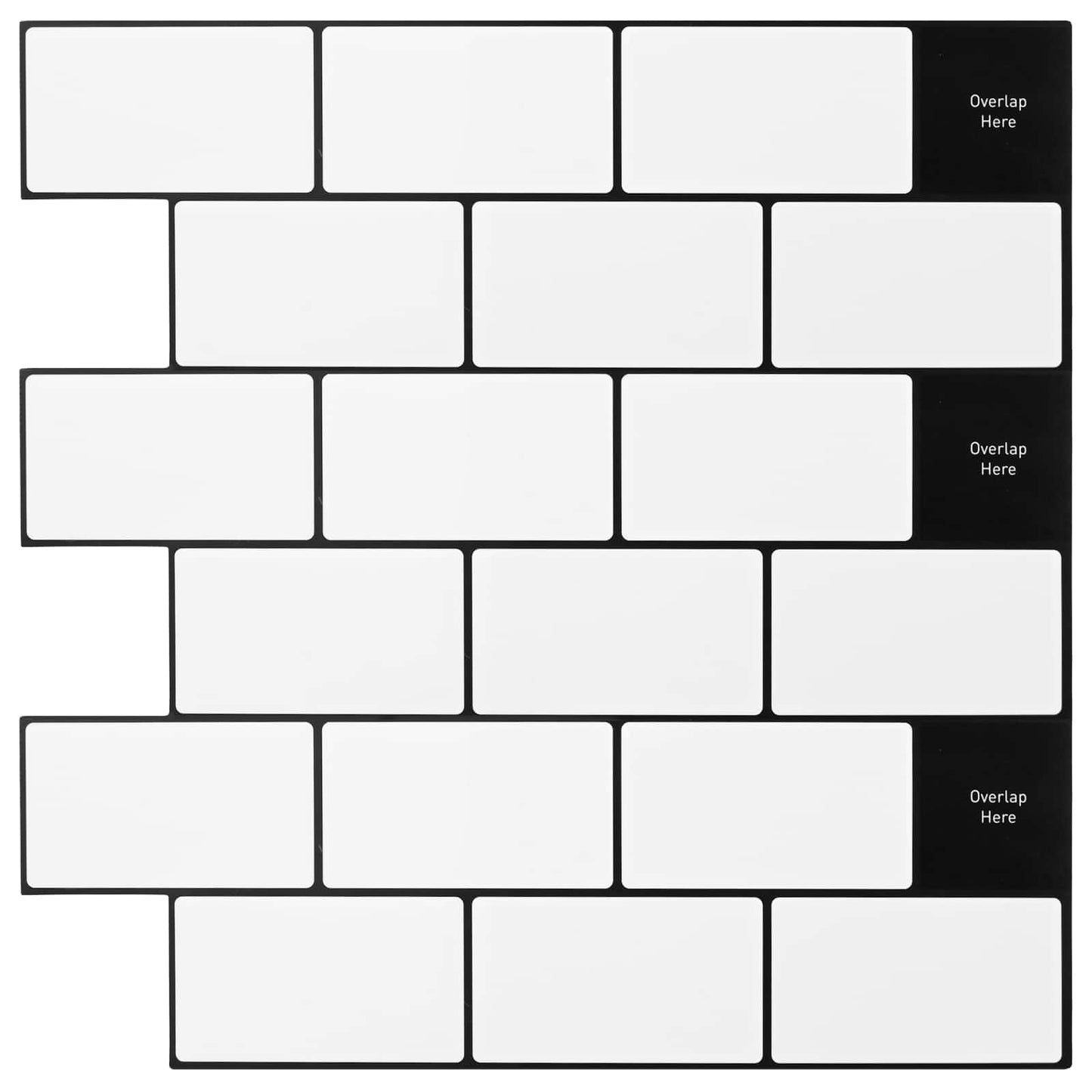 Subway Tile 20 pcs White Black 30 x 30 cm Polyurethane and PET