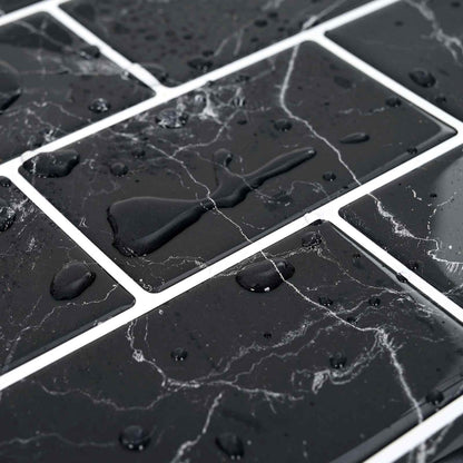 Subway Tile 10 pcs Black Marble 30 x 30 cm Polyurethane and PET