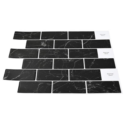 Subway Tile 10 pcs Black Marble 30 x 30 cm Polyurethane and PET