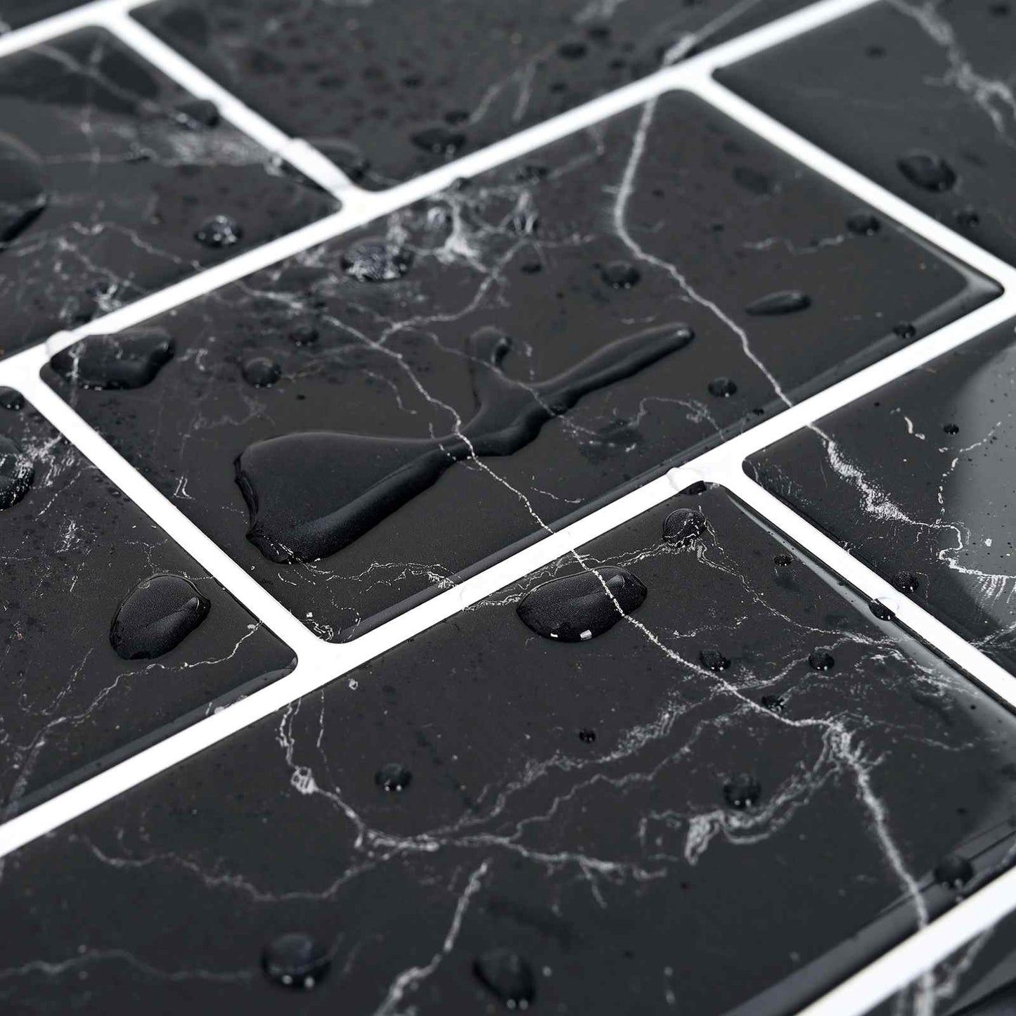 Subway Tile 20 pcs Black Marble 30 x 30 cm Polyurethane and PET