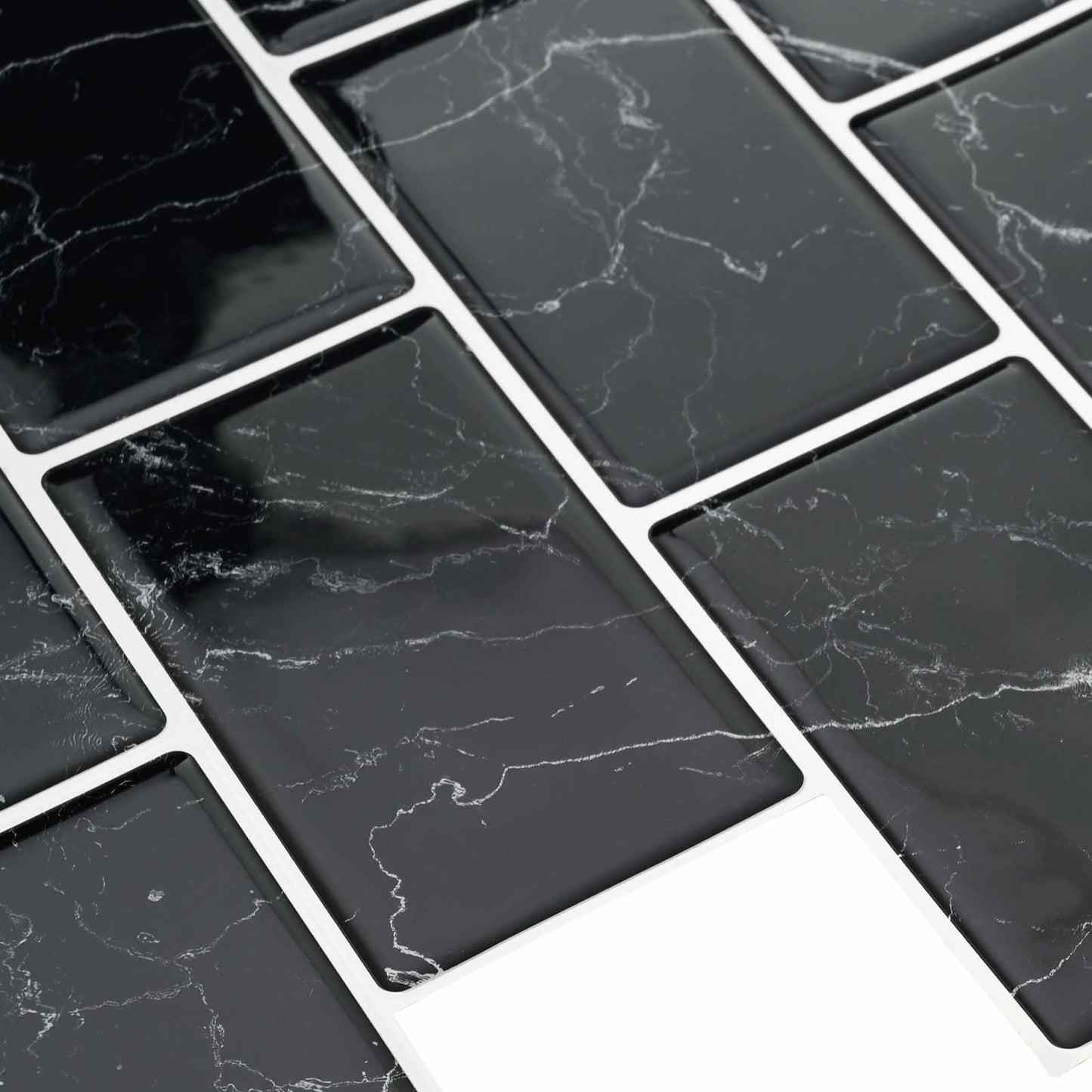 Subway Tile 50 pcs Black Marble 30 x 30 cm Polyurethane and PET
