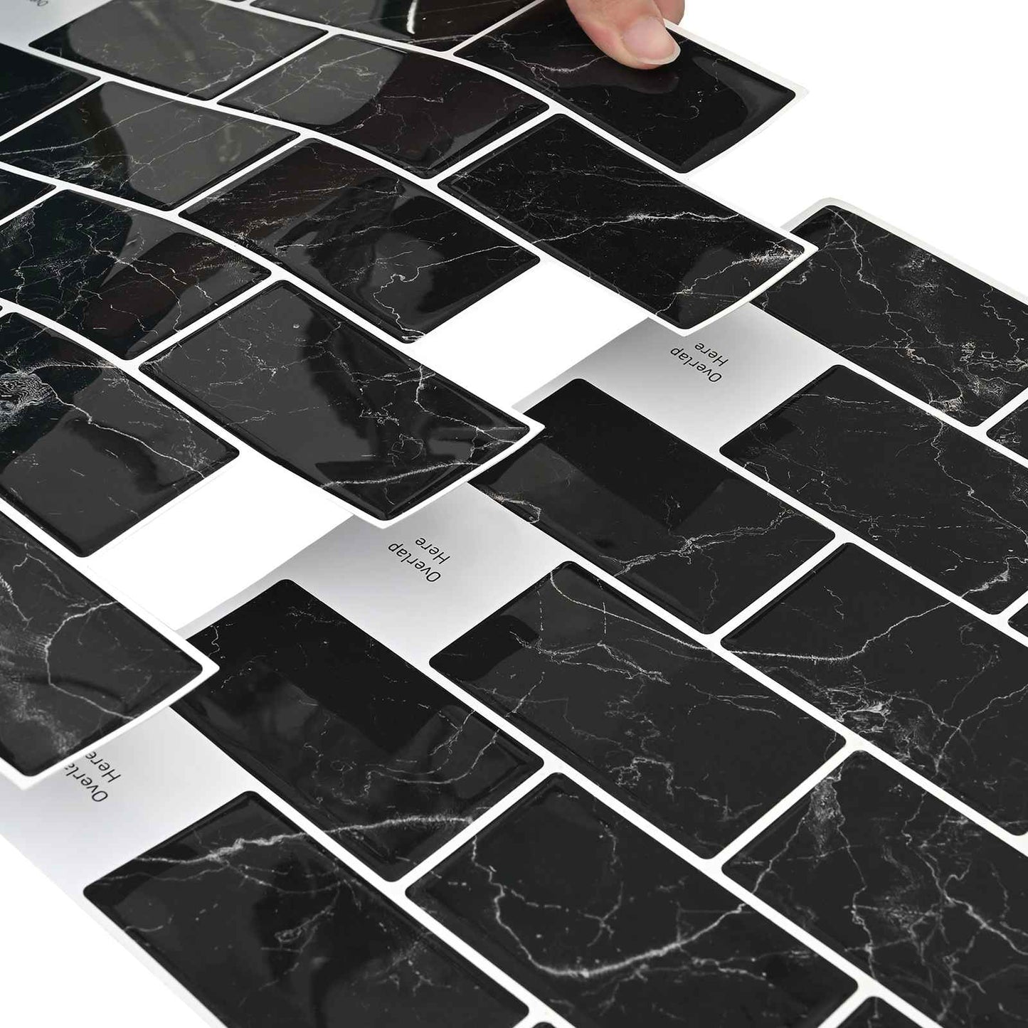 Subway Tile 50 pcs Black Marble 30 x 30 cm Polyurethane and PET