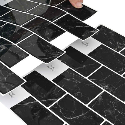 Subway Tile 50 pcs Black Marble 30 x 30 cm Polyurethane and PET