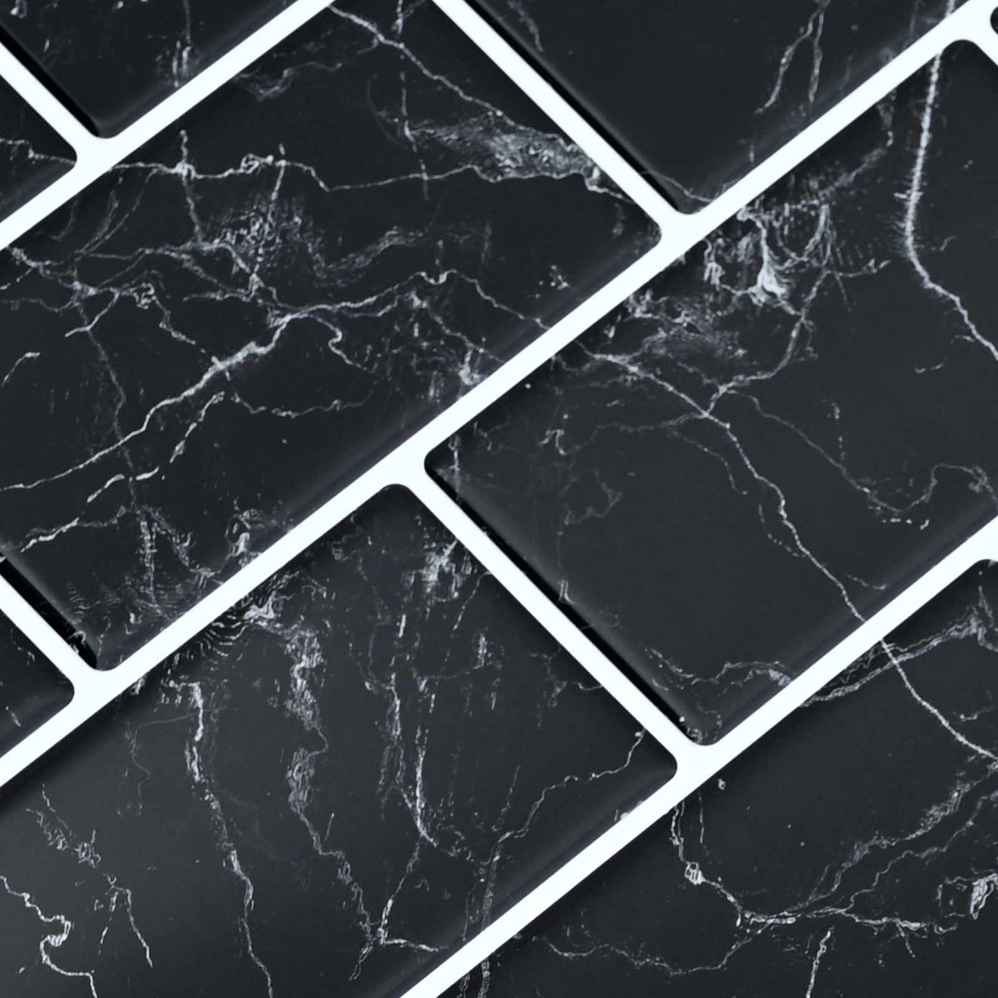 Subway Tile 50 pcs Black Marble 30 x 30 cm Polyurethane and PET