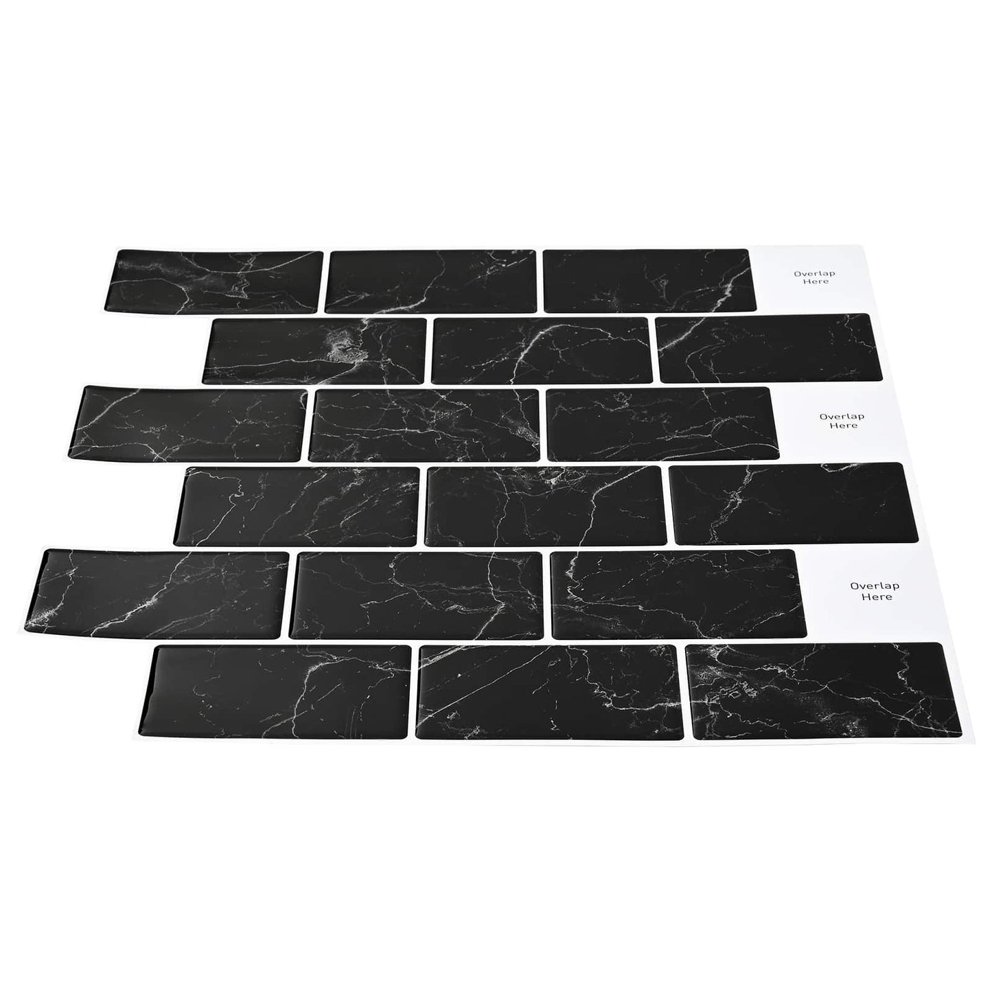 Subway Tile 50 pcs Black Marble 30 x 30 cm Polyurethane and PET