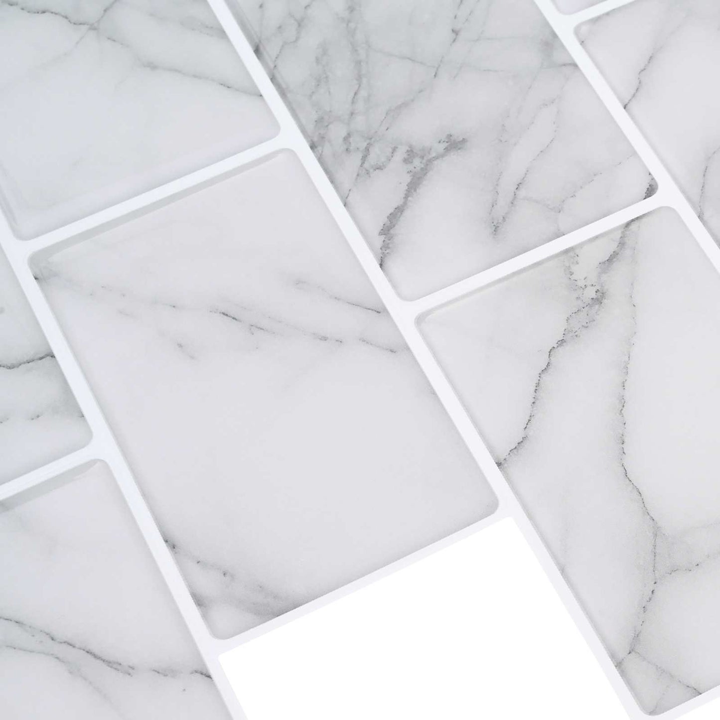 Subway Tile 10 pcs White Marble 30 x 30 cm Polyurethane and PET