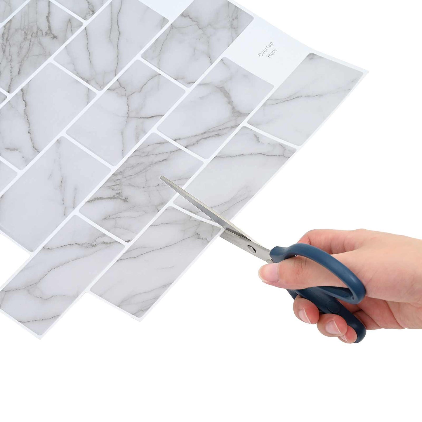 Subway Tile 10 pcs White Marble 30 x 30 cm Polyurethane and PET