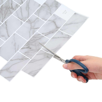 Subway Tile 10 pcs White Marble 30 x 30 cm Polyurethane and PET