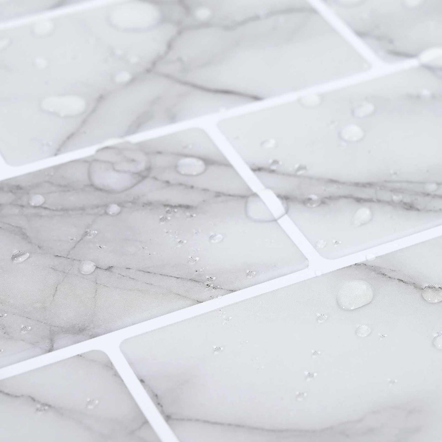 Subway Tile 10 pcs White Marble 30 x 30 cm Polyurethane and PET