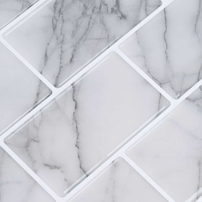 Subway Tile 10 pcs White Marble 30 x 30 cm Polyurethane and PET