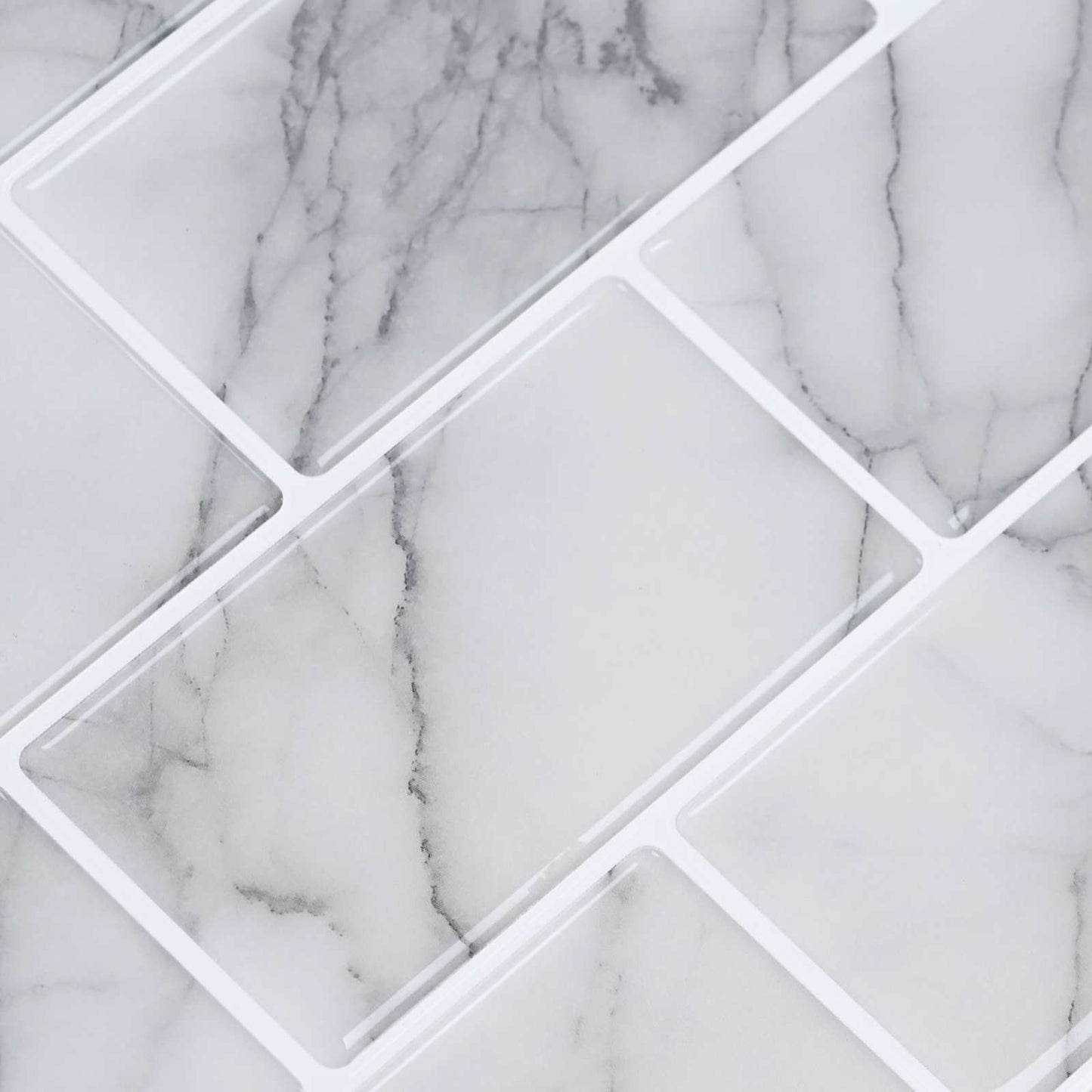 Subway Tile 20 pcs White Marble 30 x 30 cm Polyurethane and PET