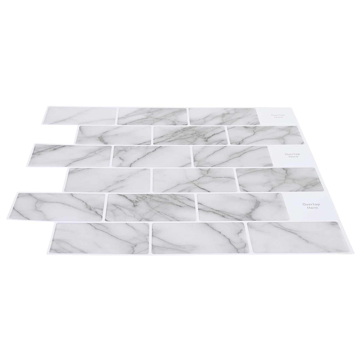 Subway Tile 50 pcs White Marble 30 x 30 cm Polyurethane and PET