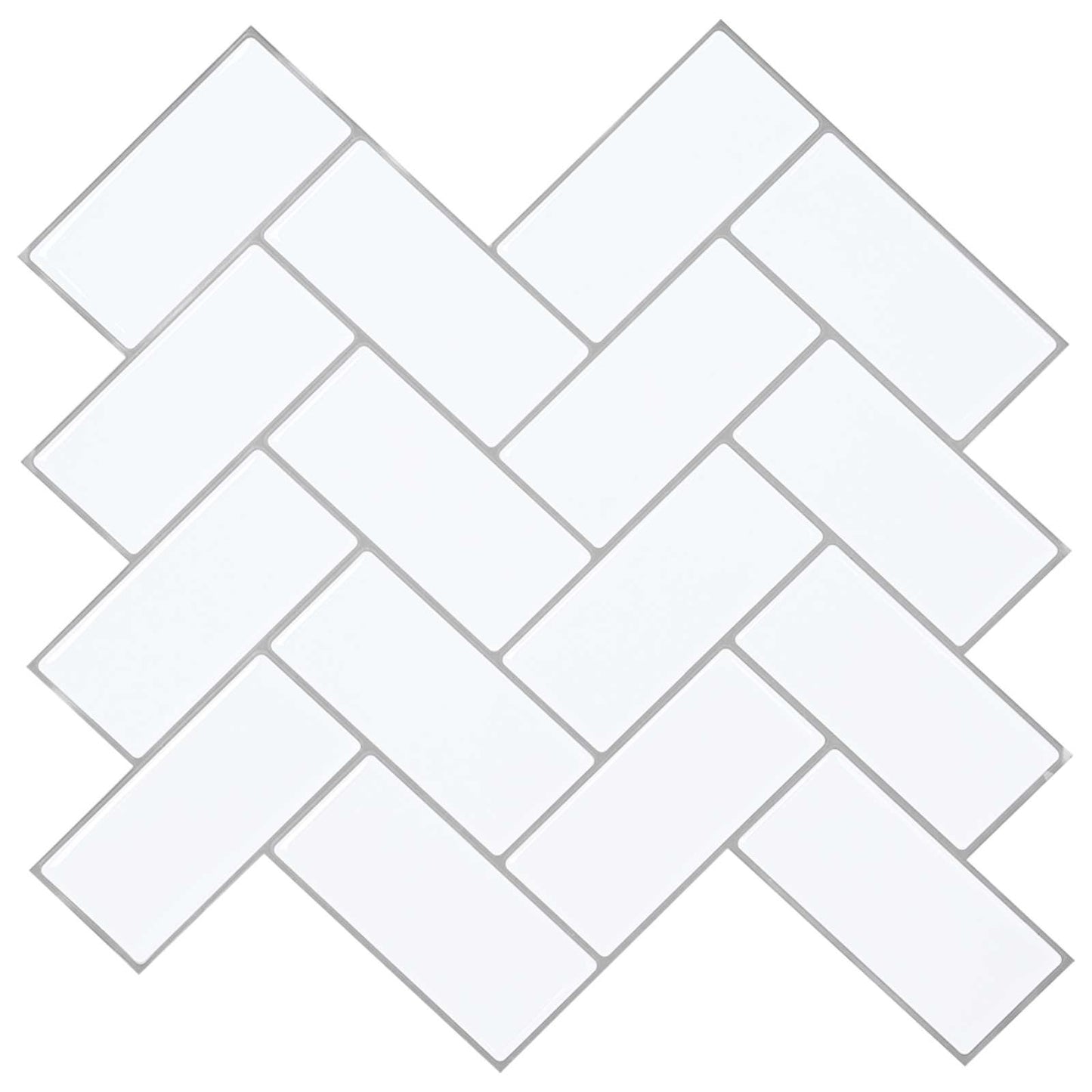 Herringbone Tile 20 pcs White Grey 30 x 30 cm