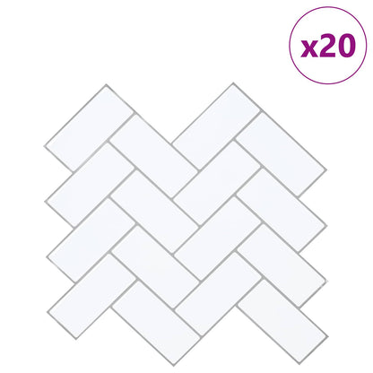 Herringbone Tile 20 pcs White Grey 30 x 30 cm