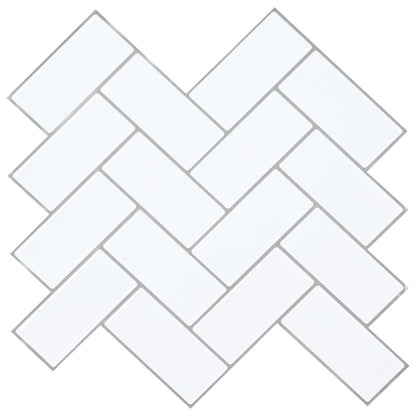 Herringbone Tile 50 pcs White Grey 30 x 30 cm